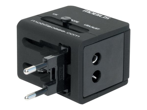 Mobilis Worldwide Travel Adapter - Strømadapter - 500 mA - 2 utgangskontakter (USB)