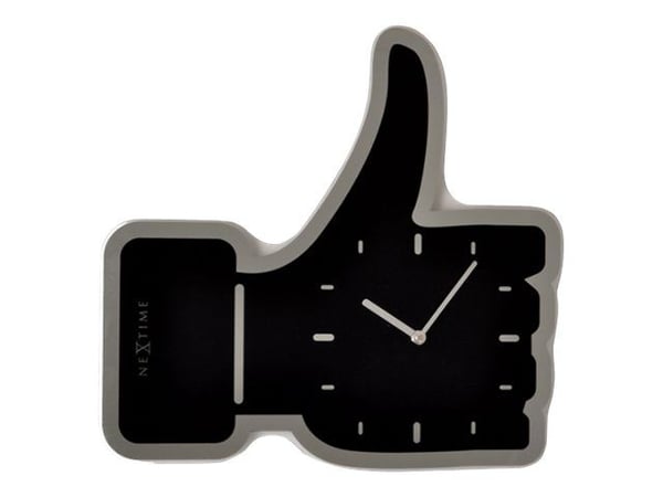 Nextime Thumbs up - Klokke - kvarts - veggmonterbar - 40.5 x 42 cm - svart