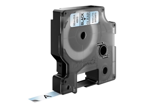Labeltape DYMO® D1 sort på klar 9mm x 7m