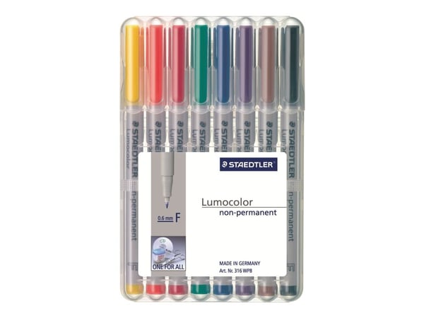 Staedtler 316 WP8, 1 kpl, Musta, Sininen, Ruskea, Vihreä, Oranssi, Punainen, Violetti, Keltainen, Harmaa, Polypropeeni (PP), 0,6 mm