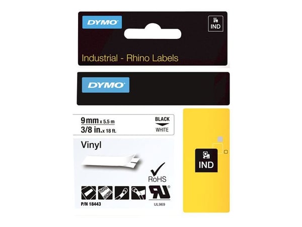 DYMO IND vinyyli, Musta valkoisella, Monivärinen, Vinyyli, -40 - 80 °C, UL 969, DYMO