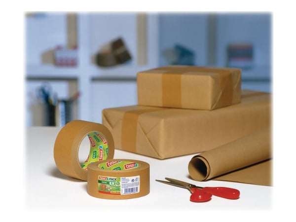 Tesapack Paper - Pakketape - 50 mm x 50 m - ubleket papir - brun
