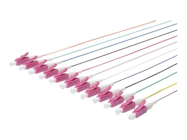 DIGITUS Professional - Nettverkskabelsett - LC multimodus (hann) - 2 m - fiberoptisk - 50 / 125 mikroner - OM4 - grå, svart, hvit, blå, gul, rød, g...
