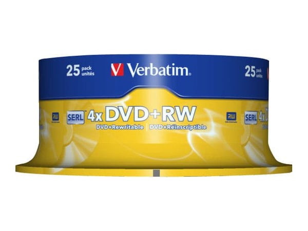 Verbatim - 25 x DVD+RW - 4.7 GB 4x - matt sølv - spindel