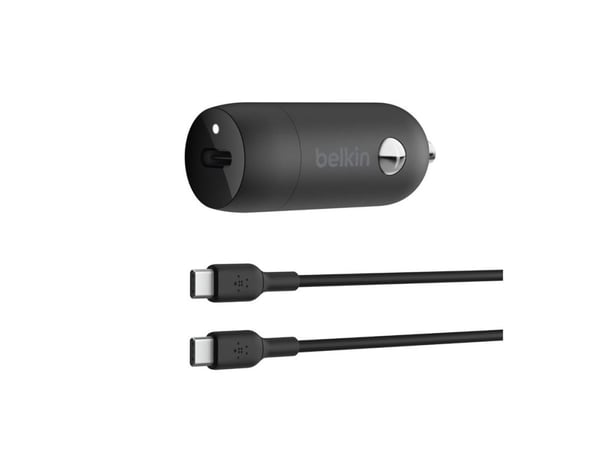 Belkin BoostCharge - Bilstrømadapter - 30 watt - 3 A - Fast Charge, Power Delivery 3.1 (USB-C) - svart
