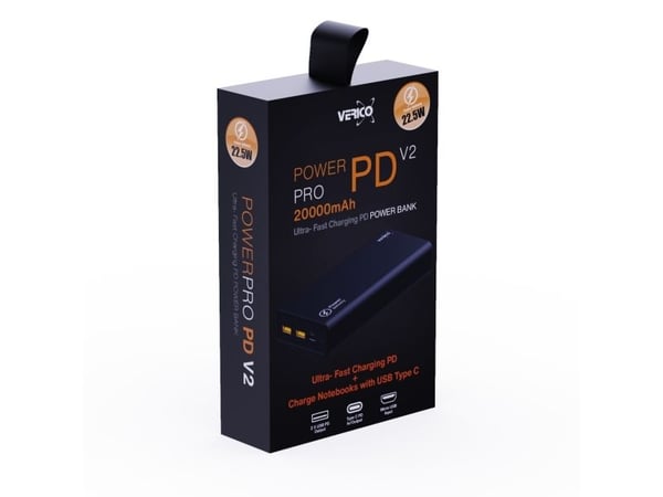Verico Power Pro PD, 20000 mAh, Lithium Polymer (LiPo), 5 V, Sort