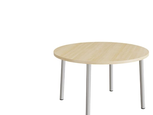 Bord Add 590, Ø1200 mm, højde 720 mm, birk laminat på alu stel