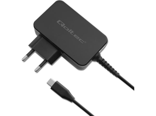 Qoltec lader GaN Power Pro lader | 1xUSB-C | 30W | 5-20V | 1,5-3A | Svart