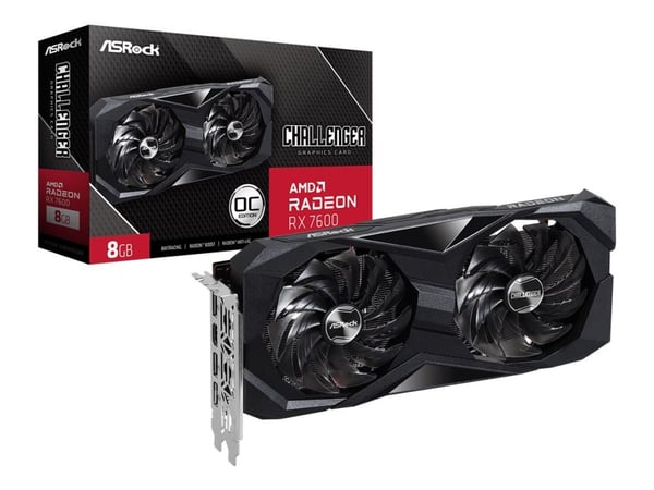 Asrock Challenger RX 7600 CL 8GO, Radeon RX 7600, 8 GB, GDDR6, 128 bittiä, 7680 x 4320 pikseliä, PCI Express x16 4.0