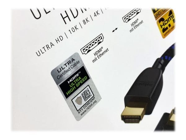 in-akustik Premium - Ultra High Speed - HDMI-kabel med Ethernet - HDMI hann til HDMI hann - 3 m - trippel beskyttelse - svart/blå - 10K120Hz (10240...