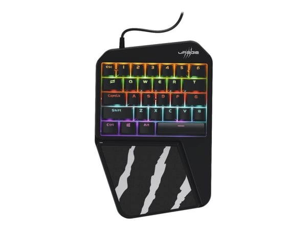 Hama uRage Exodus 410 One-Handed - Tastatur - bakgrunnsbelyst - USB - tastsvitsj: Outemu Blue - svart