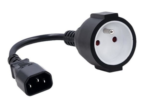 Qoltec - Strömadapter - IEC 60320 C14 till Typ E (hona) - AC 250 V - 16 A - 15 cm - svart