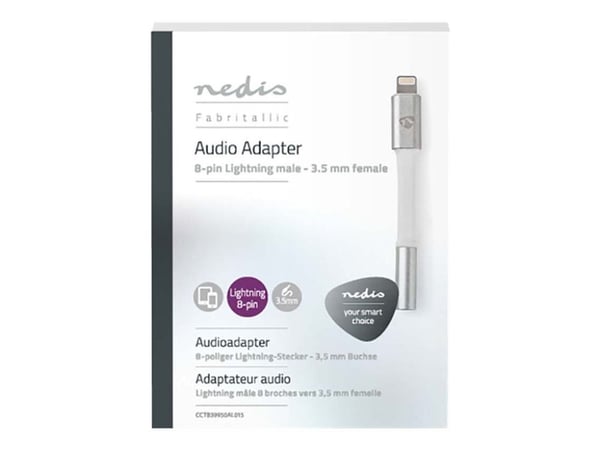 Nedis - Lightning til hodetelefonjakk-adapter - Lightning hann til mini-phone stereo 3.5 mm hunn - 15 cm - aluminium