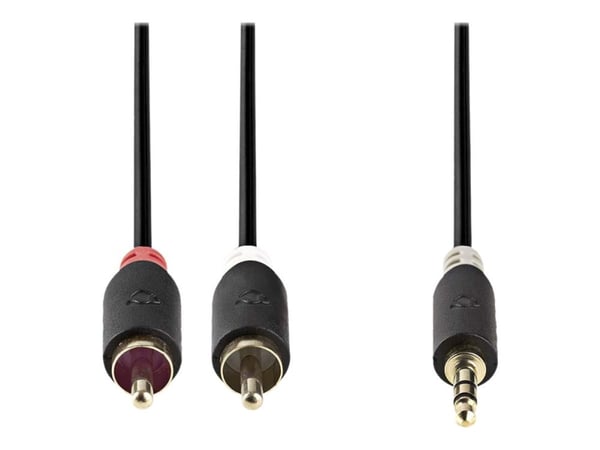 Nedis - Lydkabel - mini-phone stereo 3.5 mm hann til RCA hann - 2 m - antrasitt - rund