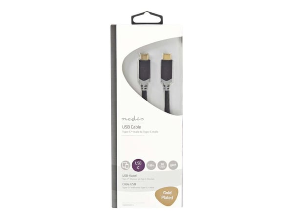 Nedis - USB-kabel - USB-C (hane) till USB-C (hane) - USB 3.1 Gen 1 - 1 m - antracit