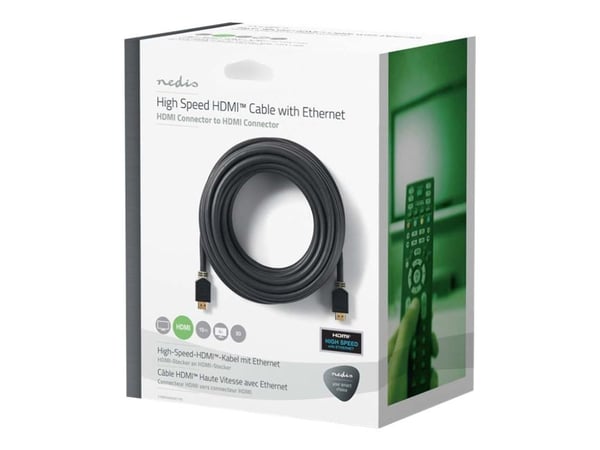 Nedis - HDMI-kabel med Ethernet - HDMI hann til HDMI hann - 15 m - antrasitt - rund
