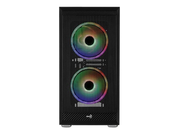 AeroCool Graphite-G-BK-v3 - Mid tower - ATX - genomskinlig sidopanel (härdat glas) - ingen strömförsörjning (ATX) - svart - USB/ljud