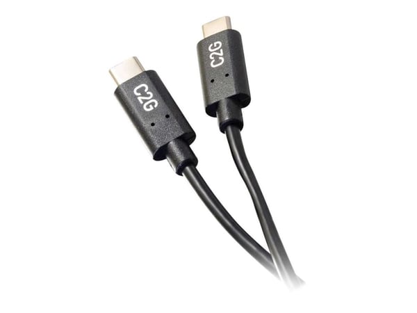 C2G 1.8m (6ft) USB C Cable - USB 2.0 (3A) - M/M USB Type C Cable - Black - USB-kabel - USB-C (hann) til USB-C (hann) - USB 2.0 - 3 A - 1.8 m - svart