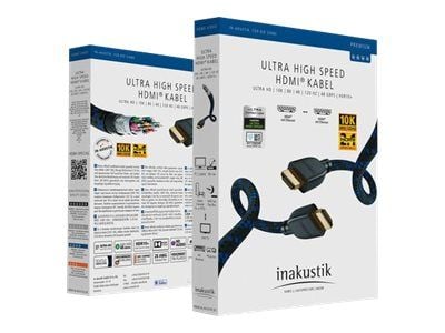 in-akustik Premium - Ultra High Speed - HDMI-kabel med Ethernet - HDMI hann til HDMI hann - 2 m - trippel beskyttelse - svart/blå - 10K120Hz (10240...