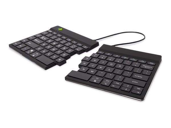 R-Go Ergonomic Keyboard Split break - Tastatur - with integrated break indicator - trådløs - Bluetooth 5.0 - QWERTY - USA - svart