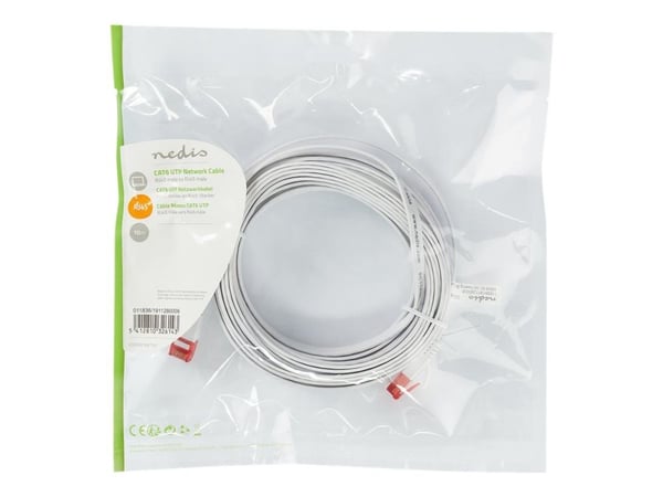 Nedis - Koblingskabel - RJ-45 (hann) rett til RJ-45 (hann) rett - 10 m - UTP - CAT 6 - med støvel, flat - hvit