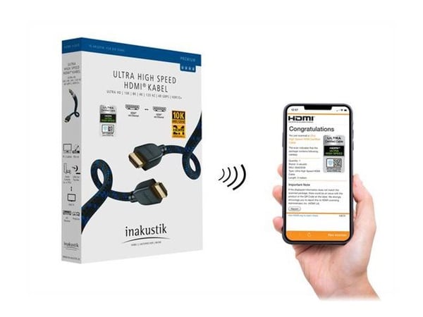 in-akustik Premium - Ultra High Speed - HDMI-kabel med Ethernet - HDMI hann til HDMI hann - 2 m - trippel beskyttelse - svart/blå - 10K120Hz (10240...