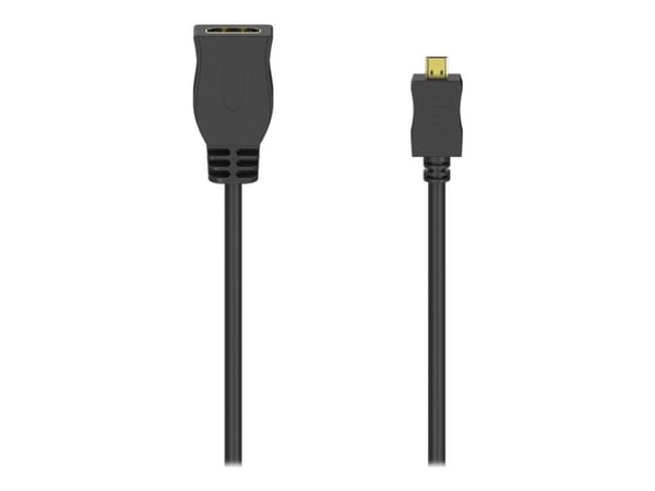 Hama - High Speed - HDMI-adapter - 19 pin micro HDMI Type D hann til HDMI hunn - 10 cm - skjermet - svart - 1080p-støtte