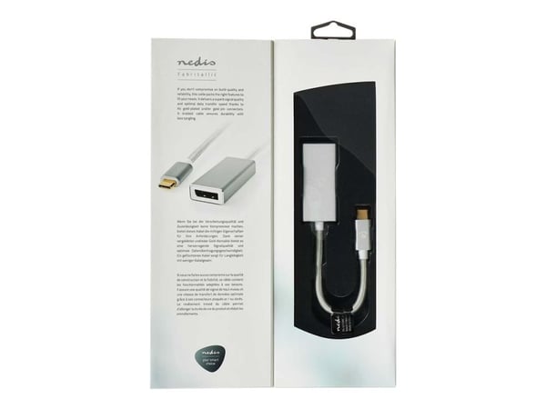 Nedis Fabritallic - USB / DisplayPort-adapter - USB-C (hann) til DisplayPort (hunn) - USB 3.2 Gen 1 - 20 cm - formstøpt, rund, 1080p-støtte, 4K 60H...