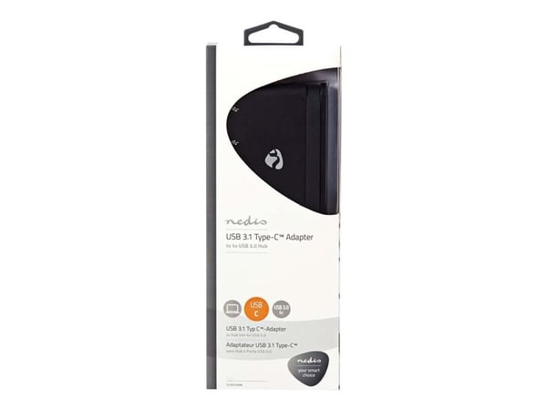 Nedis TCARF200BK - Keskitin - 4 x SuperSpeed USB 3.0 - pöytätietokoneet