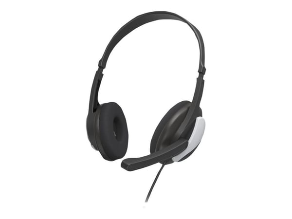 Hama PC Office Headset "HS-P100 V2" - Hodesett - on-ear - kablet - 3,5 mm jakk - svart, sølv