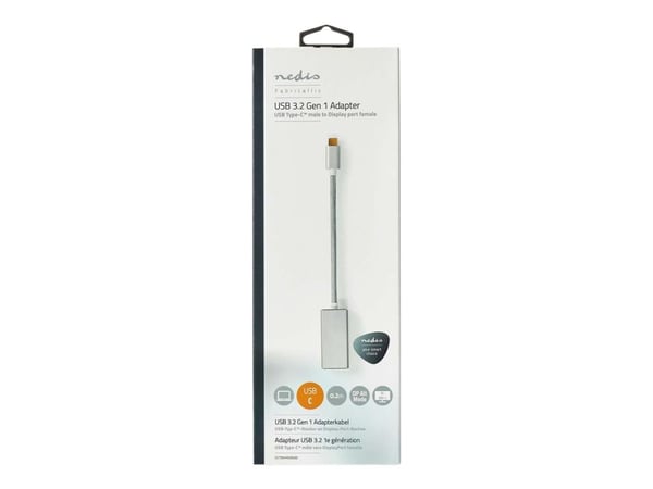 Nedis Fabritallic - USB / DisplayPort-adapter - USB-C (hann) til DisplayPort (hunn) - USB 3.2 Gen 1 - 20 cm - formstøpt, rund, 1080p-støtte, 4K 60H...