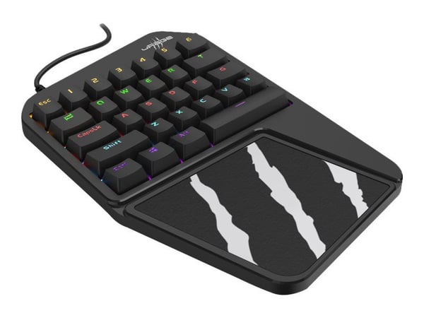 Hama uRage Exodus 410 One-Handed - Tastatur - bakgrunnsbelyst - USB - tastsvitsj: Outemu Blue - svart