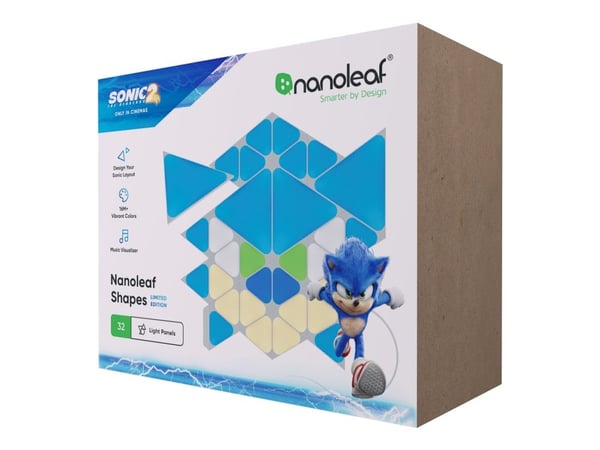 Nanoleaf Shapes Starter Kit (Sonic Limited Edition) - Trådløst lyssett - LED x 32 - klasse G - RGBW-lys - 1200-6500 K - trekant