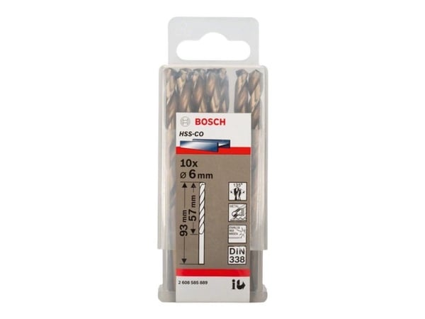 Bosch HSS-Co - Bor - bor - 10 deler - 6 mm - H8 - cylindrical - lengde: 93 mm