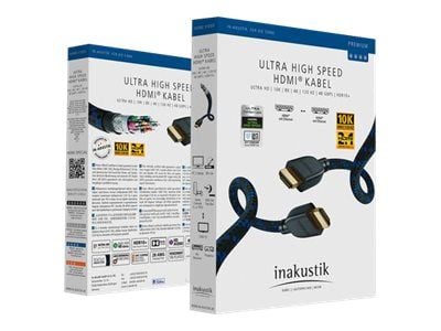 in-akustik Premium - Ultra High Speed - HDMI-kabel med Ethernet - HDMI hann til HDMI hann - 3 m - trippel beskyttelse - svart/blå - 10K120Hz (10240...