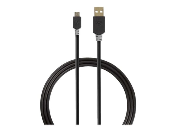 Nedis - USB-kaapeli - USB (han) til Micro-USB Type B (han) - USB 2.0 - 2 m - formet, rund - antracit (sort)