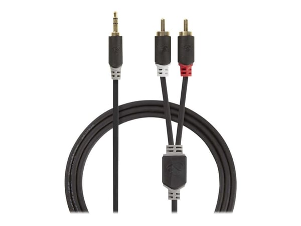 Nedis - Lydkabel - mini-phone stereo 3.5 mm hann til RCA hann - 2 m - antrasitt - rund