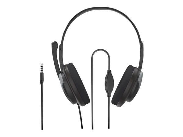 Hama PC Office Headset "HS-P100 V2" - Hodesett - on-ear - kablet - 3,5 mm jakk - svart, sølv