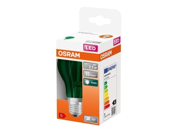 Osram STAR, 4 W, 7 W, E27, 45 lm, 15000 h, Vihreä