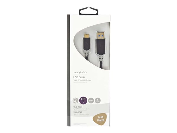 Nedis - USB-kabel - USB-C (hann) til USB-type A (hann) - USB 3.0 - 1 m - antrasitt