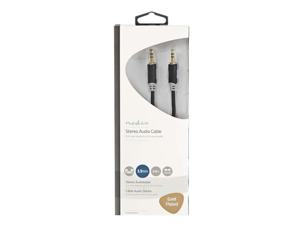 Nedis - Lydkabel - mini-phone stereo 3.5 mm hann til mini-phone stereo 3.5 mm hann - 2 m - antrasitt - rund