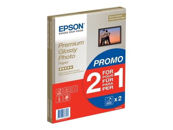 Epson Premium glanset fotopapir BOGOF - glanset fotopapir - A4 (210 x 297 mm) - 15 ark (pakke med 2) (C13S042169)
