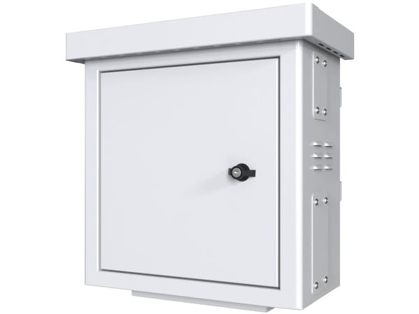 Lanview by Logon - Camera surveillance cabinet - mini radius, for 4 cameras - med 2 kjølevifter, termostat - stangmonterbar - hvit, RAL 7035