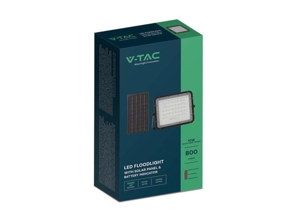 V-TAC VT-80W LED nødbelysning, solcellemodul 19 W, nøytralhvit, sort
