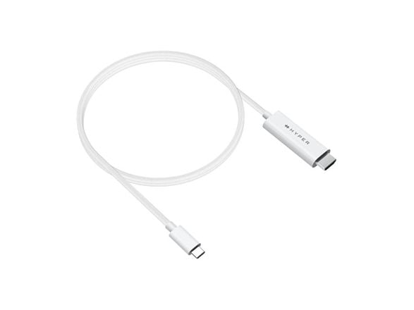HYPER HD6007WHGL, 2,5 m, USB-C, HDMI-tyyppi A (vakio), Valkoinen