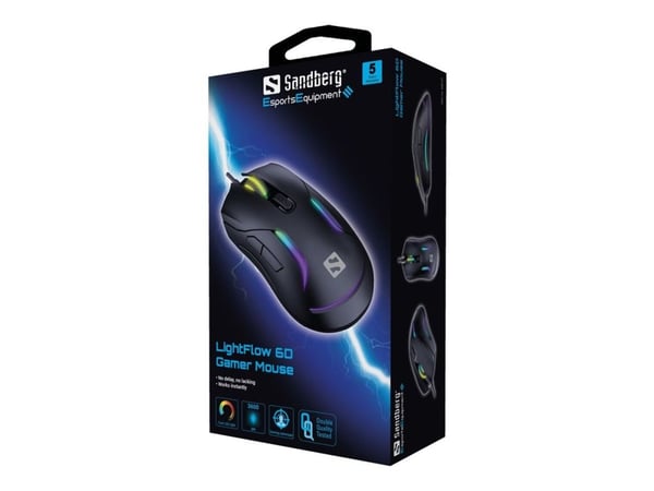 Sandberg LightFlow 6D - Mus - optisk - 6 knapper - kablet - USB - hengeboks