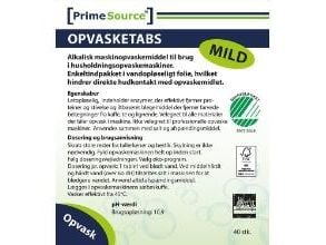 Maskinopvask Tabs Prime Source Mild 40 stk Svanemærket Opløselig til belægninger,14 pk x 40 stk/krt Maskinopvask Tabs Prime Source Mild 40 stk Svanemærket Opløselig til belægninger,14 pk x 40 stk/krt