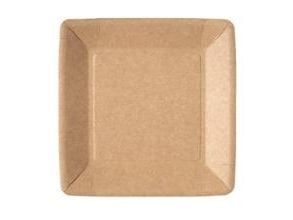Paptallerken Firkantet L18xB18xH1cm Pap Kraf uncoated Brun,14 pk x 50 stk/krt