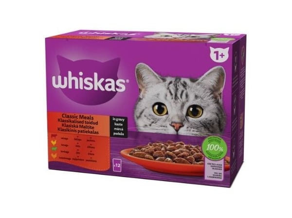 Whiskas våtfôr til katt kjøtt 12x85 g