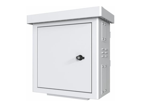 Lanview by Logon - Camera surveillance cabinet - mini radius, for 4 cameras - med 2 kjølevifter, termostat - stangmonterbar - hvit, RAL 7035